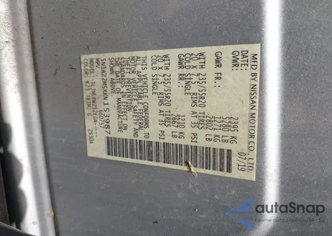 2019 Nissan Murano Sl from USA, damaged, VIN 5N1AZ2MSXKN153987